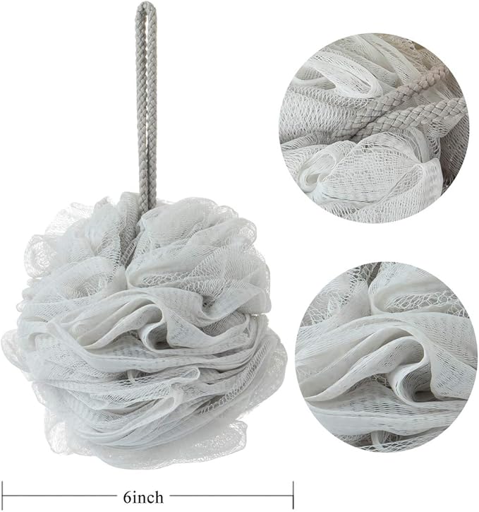 Bath Sponges, Shower Loofah for Body Exfoliation(3 pcs, Brown&Gray&Pink)