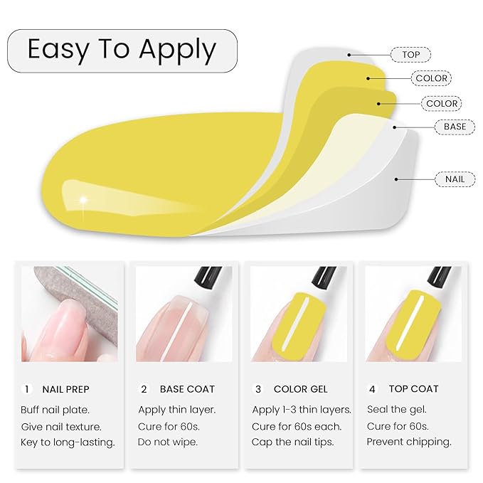 MAYCHAO 15ML Yellow Gel Nail Polish 1Pc Lemon Yellow Gel Polish Soak Off UV LED Nail Polish Nail Art Starter Manicure Salon DIY at Home, 0.5 OZ