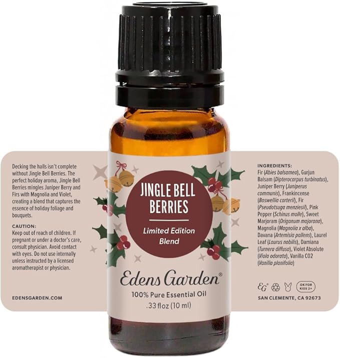 Edens Garden Jingle Bell Berries Essential Oil Blend- 100% Pure Premium Grade, Undiluted, Natural, Therapeutic, Aromatherapy, The Best for Diffusing, Candle, Laundry, Humidifiers 10 ml (.33 fl oz)