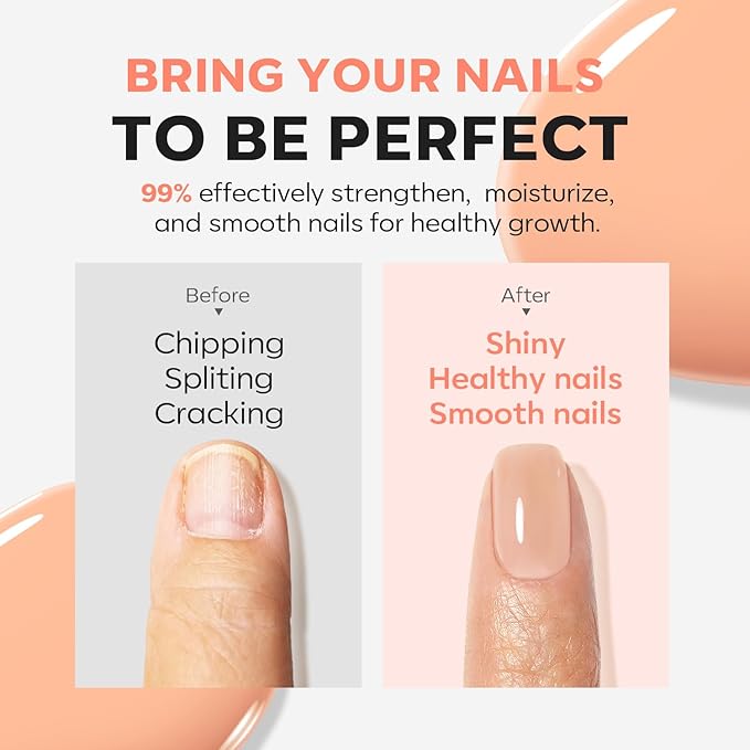 modelones Nail Strengthener Jelly Nude Nail Repair for Damaged Nails Strengthening Polish 15ml Nail Growth and Strengthener Natural Concealer Foundation Nail Care Gifts for Women