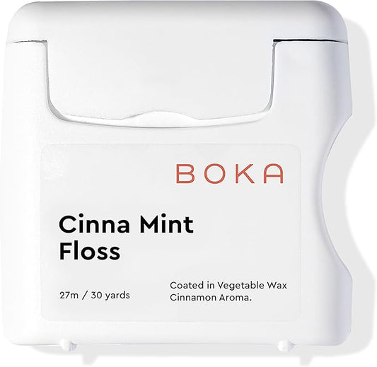 Boka Cinna Mint Woven Dental Floss, Made from Natural Vegetable Wax, Teflon-Free, 30 Yards of Waxed Floss (Pack of 1)