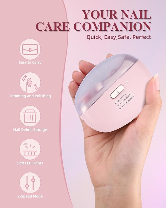2025 Upgraded Electric Nail Clipper, Electric Nail File, 2 Speeds Automatic Nail Trimmer with LED Light & Clip Storage - USB Rechargeable for Baby, Kids, Adults, Seniors