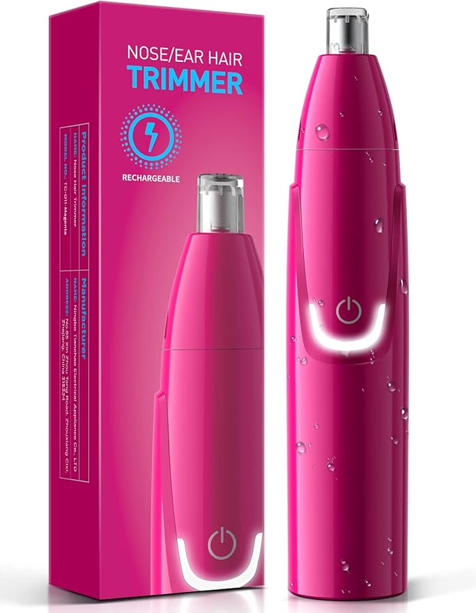 ZORAMI Rechargeable Ear and Nose Hair Trimmer - 2025 Professional Painless Eyebrow & Facial Hair Trimmer for Men Women, Powerful Motor and Dual-Edge Blades for Smoother Cutting Magenta