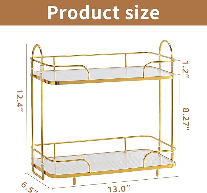 Seoneiro 2 Tier Corner Bathroom Counter Organizer, Cosmetic Skincare Organizer, Bathroom Countertop Perfume Tray Vanity Organizer, Kitchen Spice Corner Storage Shelf