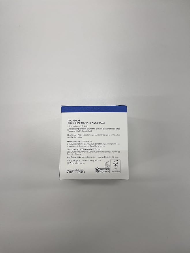 ROUND LAB Birch Juice Moisturizing Cream 2.7 Fl Oz, 48-Hour Deep Hydrating Face Moisturizer with Birch Sap & Vita Hyaluronic Acid for Acne-Prone Skin, Reduces Sebum, Oil, Blackheads, Korean Skin Care