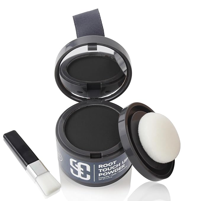 SOVONCARE Instantly Hairline Powder, Hairline Shadow Gray Hair Coverage Touch Up Hair Powder for Thinning Hair for Women Hair Root Touch Up Powder Hair Root Cover Up Conceals Hair Loss Dark Black