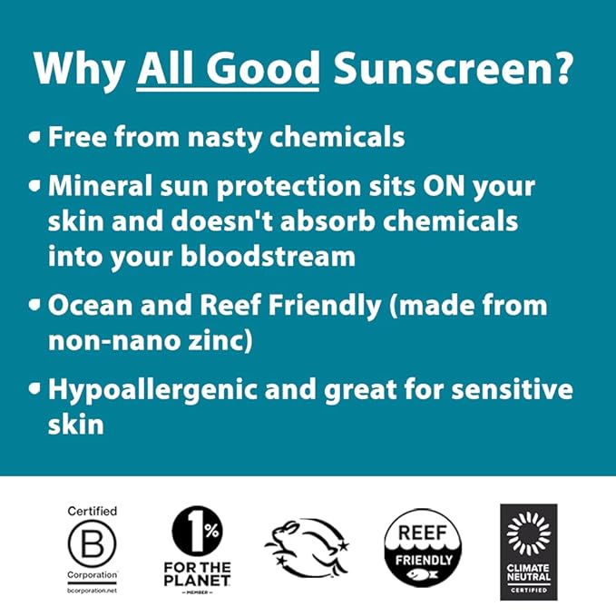 All Good Sport Face & Body Sunscreen - UVA/UVB Broad Spectrum, Water Resistant, Coral Reef Friendly - 30 SPF Sunscreen Spray & 50 SPF Butter Stick