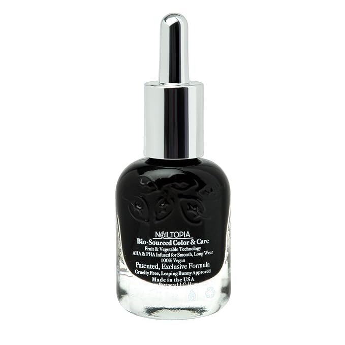 Nailtopia - Plant-Based Chip Free Nail Lacquer - Non Toxic, Bio-Sourced, Long-Lasting, Strengthening Polish - Respect (Black) - 0.41oz