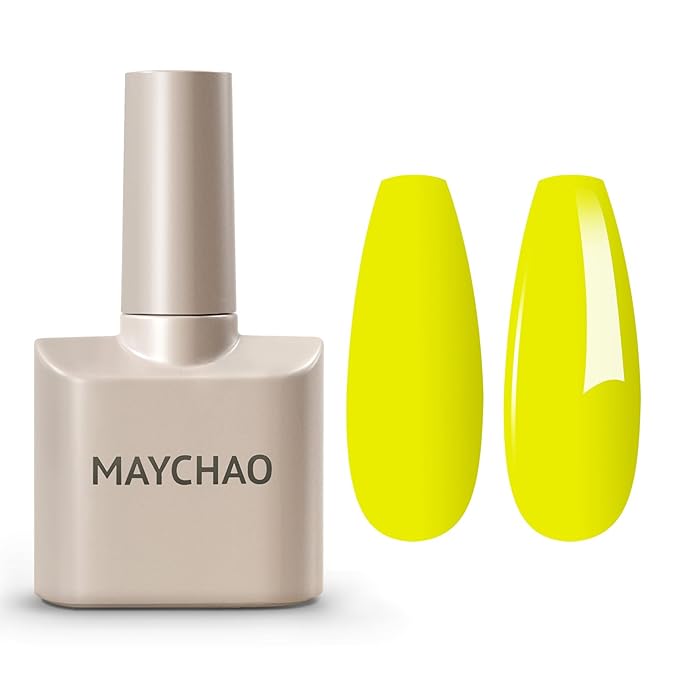 MAYCHAO 15ML Neon Yellow Gel Nail Polish 1Pc Bright Yellow Gel Polish Soak Off UV LED Nail Polish Nail Art Starter Manicure Salon DIY at Home, 0.5 OZ