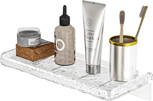 Shower Organizer, Wall Floating Shelf, Clear Wall Mounted Organizer for Bathroom Storage and moreAcrylic No Drill Wall Mount Adhesive Shelf