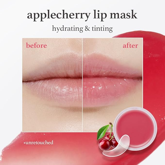 NOONI Vegan Applecherry Lip Mask Overnight – Hydrating Lip Balm & Butter with Shea Butter & Vitamins | Soothing Moisturizer, Softening Treatment for Dry Lips, 0.42 oz