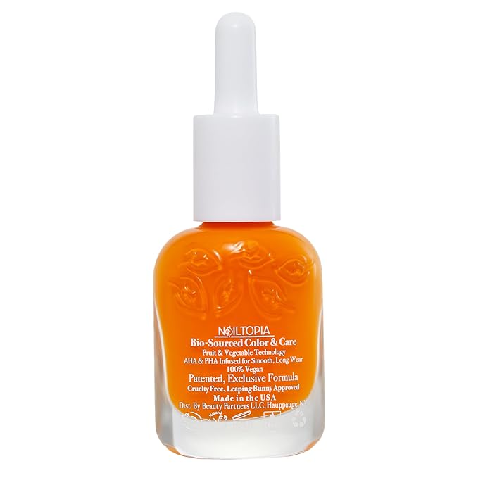 Nailtopia Bio-Sourced, Chip Free Nail Lacquer - All Natural, Strengthening Biotin and Superfood-Infused Polish - Chip Resistant Formula - Quick-Dry, Long Lasting Wear - Main Squeeze - 0.41 oz