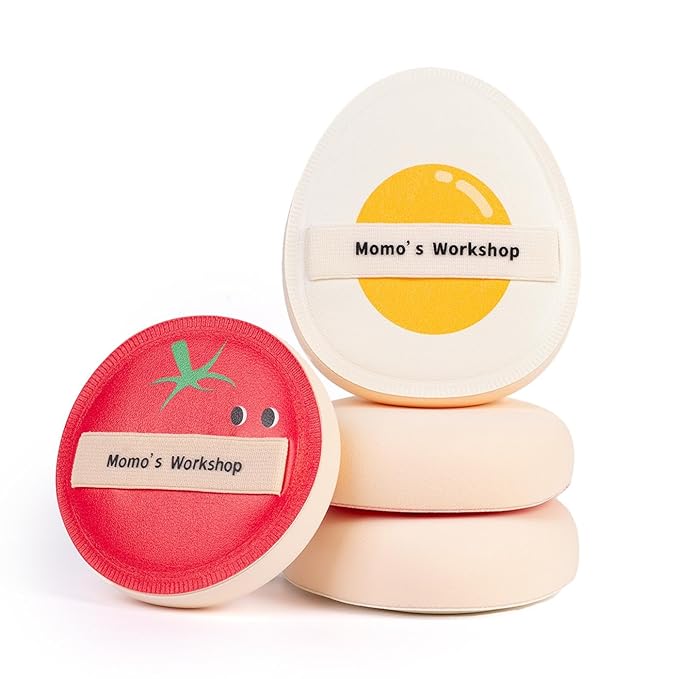 Sun Egg Makeup Sponge Puff & Tomato Makeup Sponge Set - 2PCS Medium Bounce Rubycell,Halloween Foundation Puffs for Creamy Finish, Quick Blending, Comfortable for All Skin Types & Storage Case