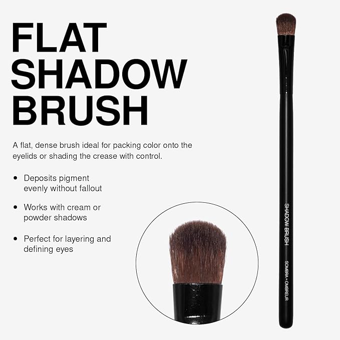 Palladio Flat Shadow Brush, Eyeshadow Flawless Blending, Perfect to Contour, Soften Edges, Smooth Finish, Synthetic Natural Bristles, Soft Feel, Comfortable Grip, Professional Application