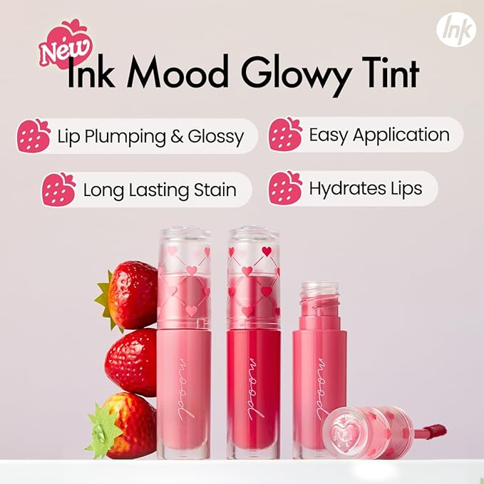 Peripera Ink Mood Glowy Tint | Lip-Plumping, Naturally Moisturizing, Lightweight, Glow-Boosting, Long-Lasting, Comfortable, Non-Sticky, No White Film (030 HAPPY BERRY)