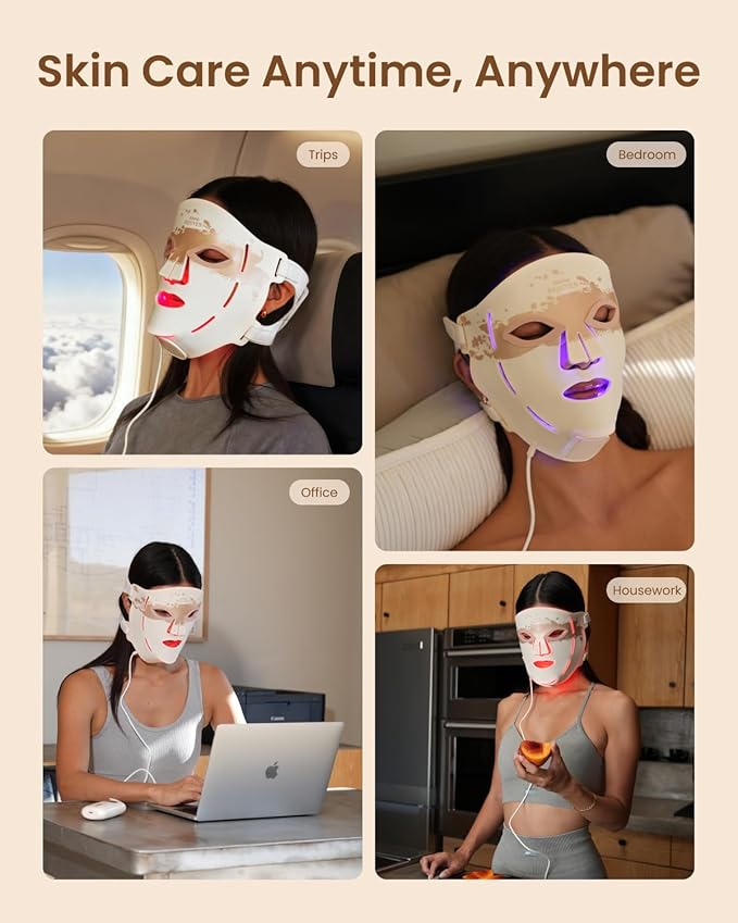 RENPHO Red Light Therapy Mask for Face 2026, Anniversary Christmas Gifts for Women Mom Wife, 324 LEDs Full Face Coverage & 3 Light Modes, Cordless LED Red Light Therapy Face Mask for Home Use & Travel