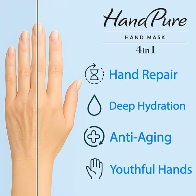 Bodipure HandPure Moisturizing Hand Gloves Manicure Kit Soft Hand Mask & Manicure Gloves - Moisturizing Hand and Nail Treatment And Strengthener (100 Packs)