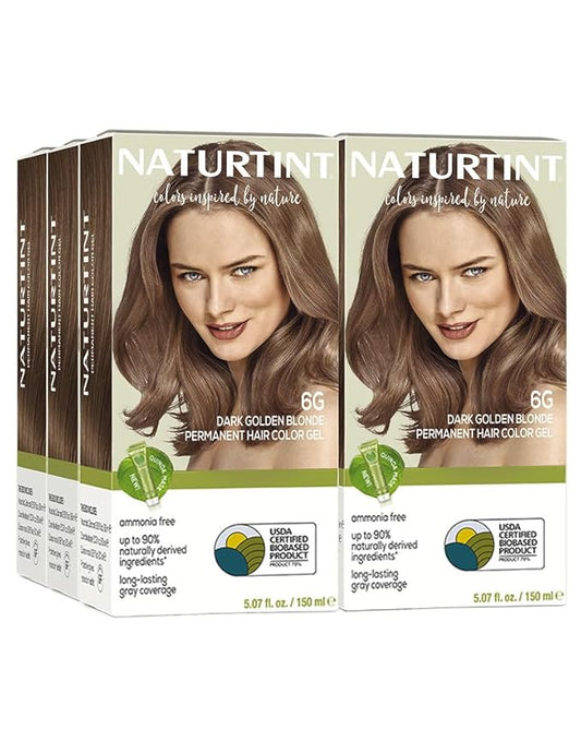 Naturtint 6G Dark Golden Blonde Permanent Hair Color (Pack of 6), Ammonia Free, Vegan, Cruelty Free, up to 100% Gray Coverage, Long Lasting Results (Packaging may vary)