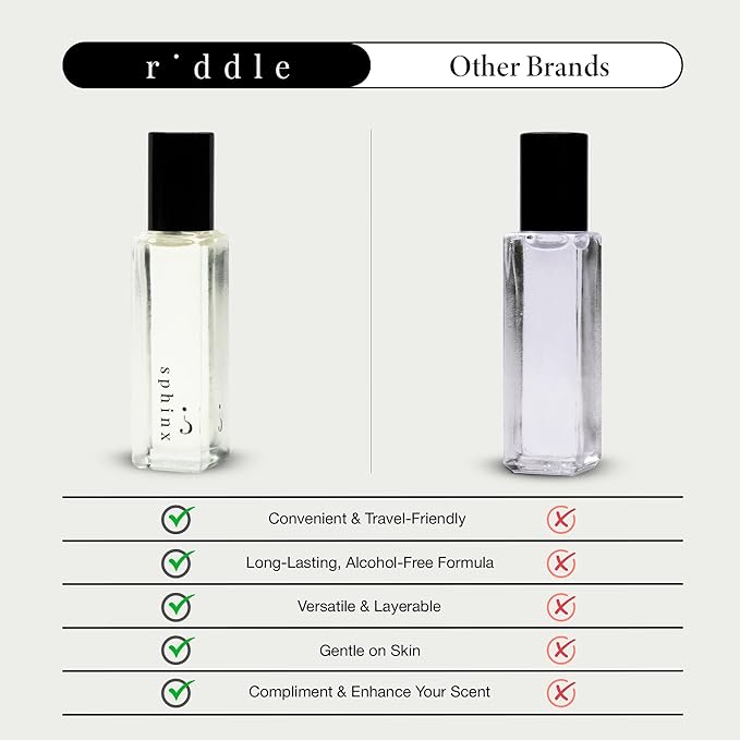 Riddle Sphinx Roll-On Pheromone Perfume Made in USA - Premium Rollerball Fragrance for Women Egyptian Musk & Sandalwood - Long-Lasting Alcohol-Free Gentle on Skin - Ideal for Daily Use and Travel