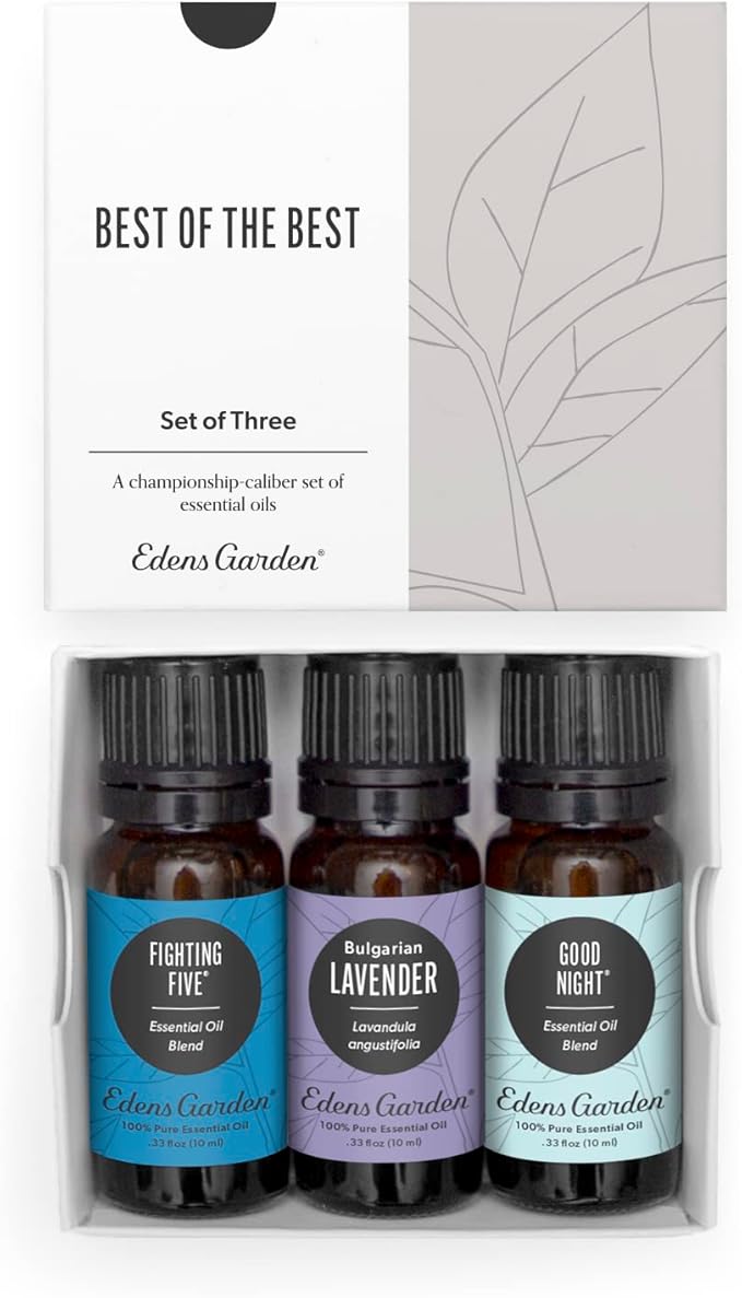 Edens Garden Essential Oils Best of The Best 3 Set – 100% Pure Therapeutic Grade, Natural Aromatherapy Kit: Fighting Five, Lavender & Good Night Blend for Diffusers & Home – Undiluted, 10 ml/ 3 Pack