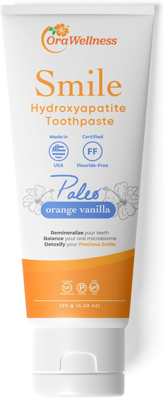 OraWellness Smile Hydroxyapatite Toothpaste with Remineralizing Xylitol & Non Nano Hydroxyapatite, Vanilla Orange Toothpaste, American Made Fluoride Free Natural Tooth Repair & Teeth Whitening, 4.23oz