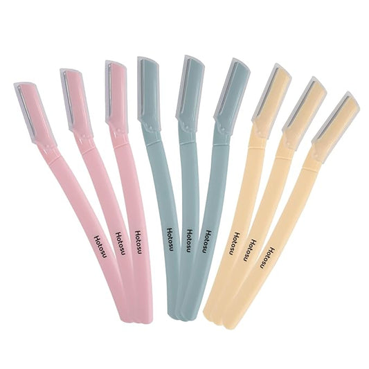 Eyebrow Razors & Facial Razors for Women – Stainless Steel Eyebrow Razor - Dermablades for women face | Smooth Skin, Peach Fuzz Remover, Exfoliating Brow Shaper - 9pcs