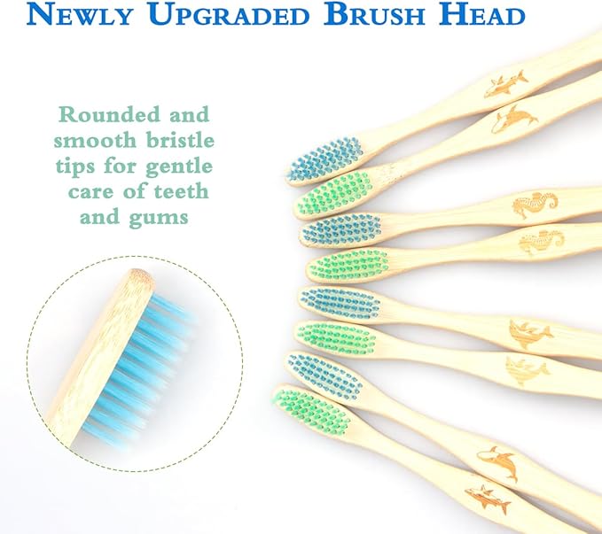 Bamboo Toothbrush Individually Sealed 8 Count, BPA-Free Soft Bristles Toothbrushes for Adults, Eco-Friendly, Natural Wooden Toothbrush