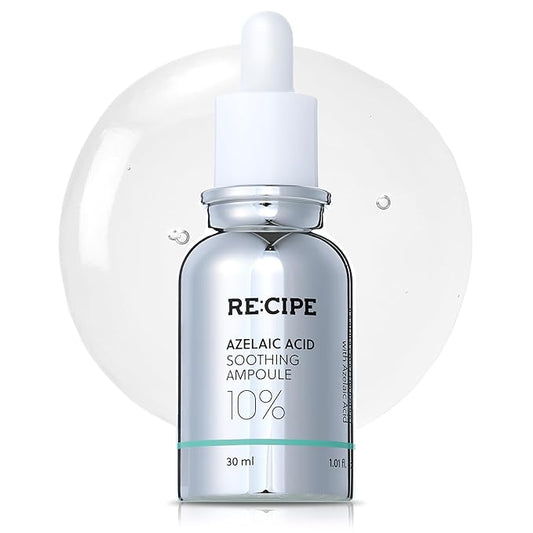 RECIPE Azelaic Acid 10 Soothing Ampoule - Soothing Serum, Facial Serum for Sensitive skin - Korean Skincare for Mild Breakouts (1.01 fl oz)