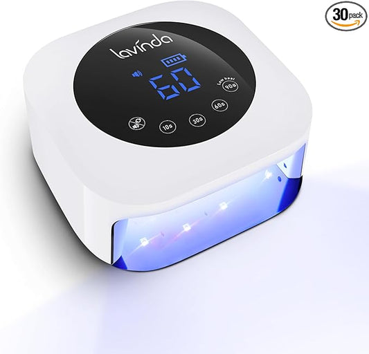 Lavinda UV LED Nail Lamp, Cordless Nail Lamp 54W Rechargeable Nail Dryer Gel Polish Light with Large LCD Display, Professional Gel Curing Lamp with 4 Timer Setting Auto Sensor for Salon and Home