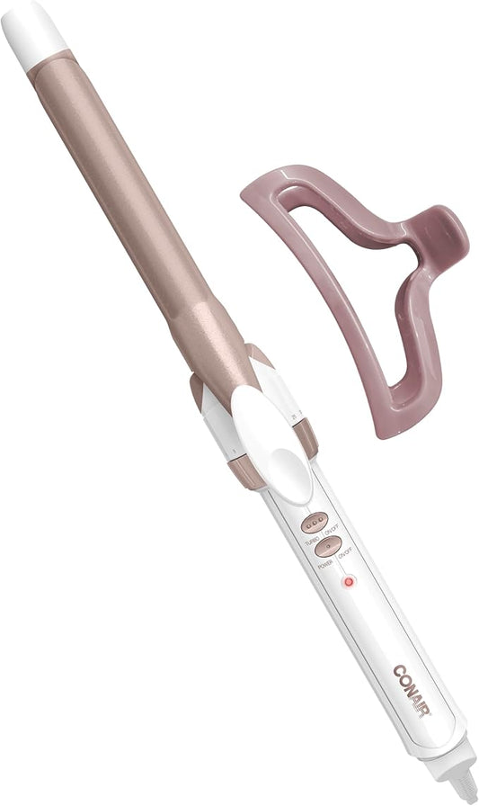 Conair Double Ceramic ¾-Inch Curling Iron with Claw Clip, Creates Tight Curls, Hair Curler for Use on Short, Medium, and Long Hair, White