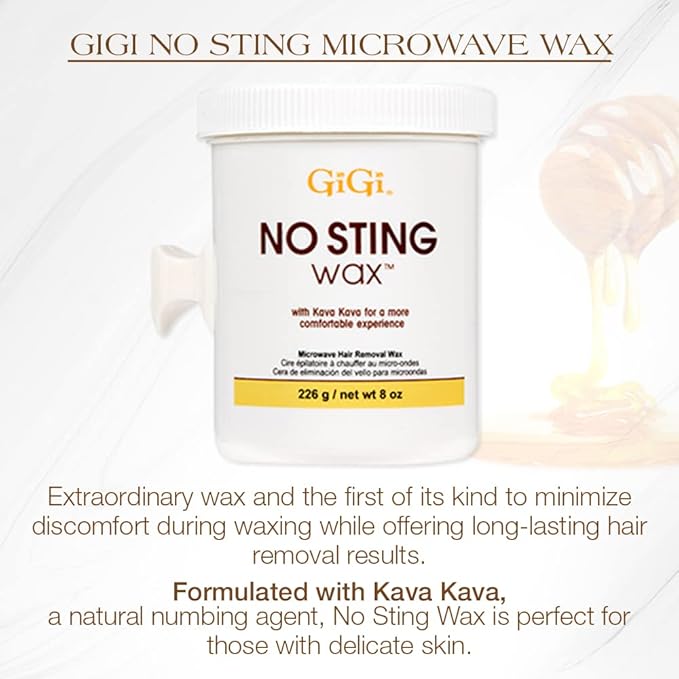 GiGi No Sting Wax with Kava Kava – Microwave Hair Removal Wax, 8 Ounces