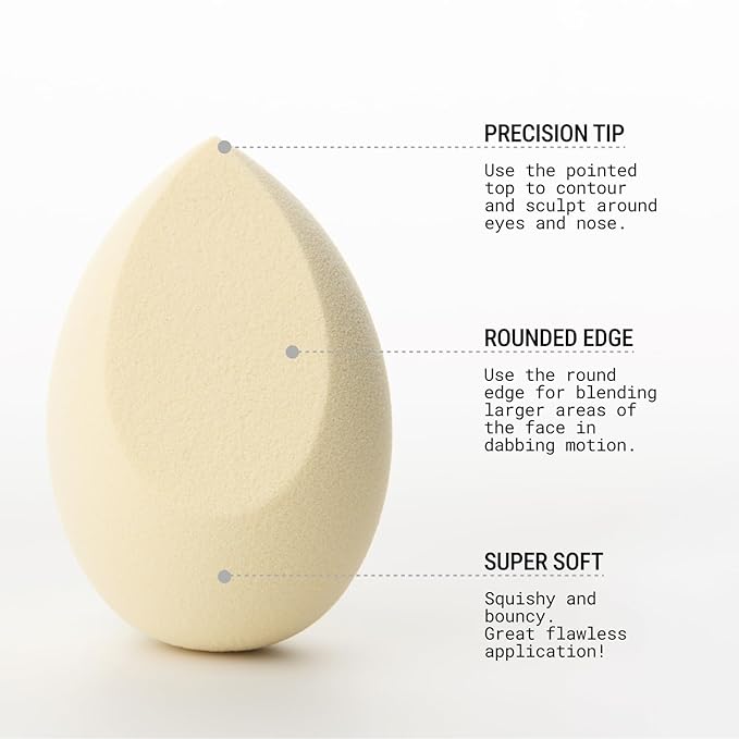 JUNO & Co. Microfiber Makeup Sponge, Dual Layer Technology for Full Coverage Flawless Makeup Blender for Foundation, Powder and Cream (Cloud)