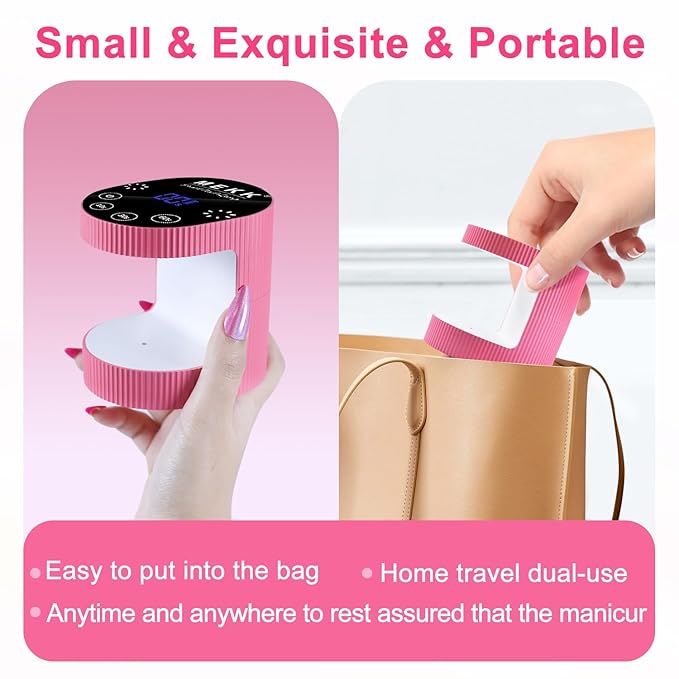 MEKK Cordless Mini UV Light for Gel Nails - 24W Rechargeable Mini UV LED Nail Lamp with Touch Control & Auto Sensor,Small Flash Cure Lamp,4 Timers,Portable Nail Light for Salon & Home-Rose Pink