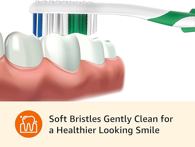 Amazon Basics Toothbrush, Soft, Full | 10 Count | Assorted Colors | Pack of 2