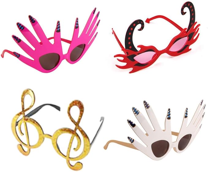 Funny Glasses Party Costume Masks, 12 Pack Cool Shaped Photo Booth Props Sunglasses