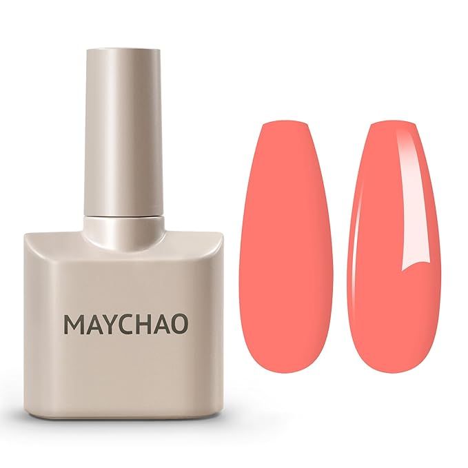 MAYCHAO 15ML Carrot Gel Nail Polish 1Pc Coral Pink Gel Polish Soak Off UV LED Nail Polish Nail Art Starter Manicure Salon DIY at Home, 0.5 OZ