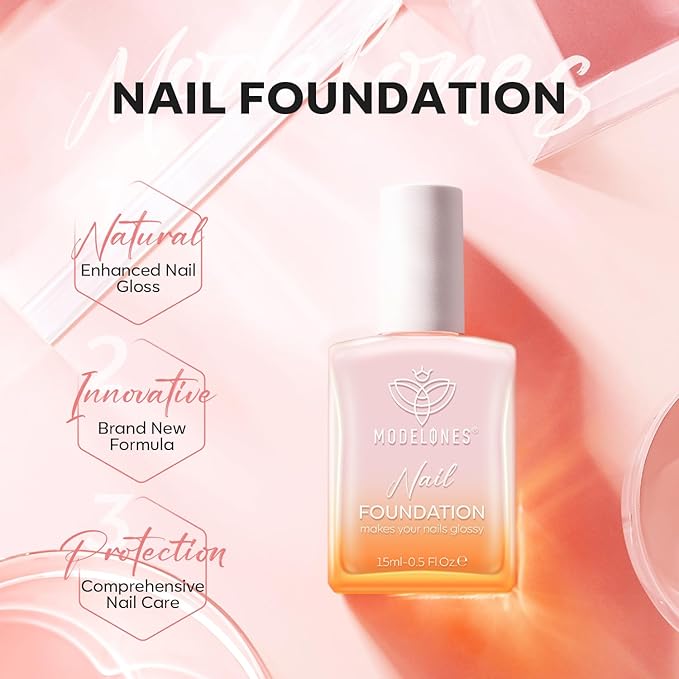 modelones Nail Strengthener Pale Pink White Nail Repair for Damaged Nails Strengthening Polish 15ml Nail Growth and Strengthener Natural Concealer Foundation Nail Care Gifts for Women