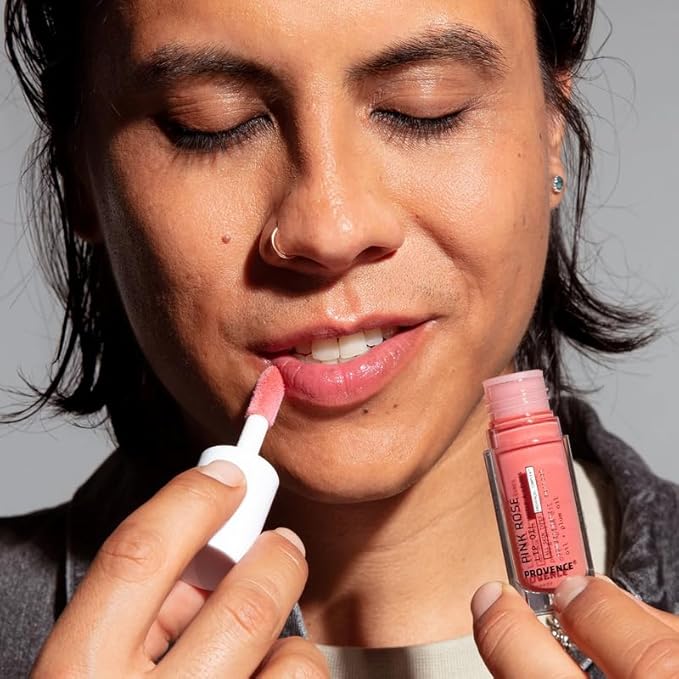 Provence Beauty Pink Rose Lip Oil – Hydrating Tinted Lip Oil for Women with Nourishing Formula – Moisturizes, Softens & Enhances Natural Lip Color – 0.2 fl oz