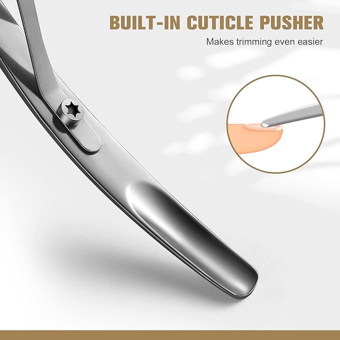 FERYES Cuticle Clipper with Pusher, 2 in 1 Professional Cuticle Trimmer, 6mm Full Jaw Cuticle Nipper, Stainless Steel Cuticle Remover Tool Mirror Silver