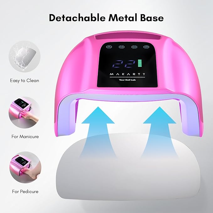 Makartt UV LED Nail Lamp with Handle for Gel Polish – Fast Curing UV Light Nail Dryer with 42 Beads 4 Timers Cordless Rechargeable Design LCD Touchscreen & Smart Sensor(Gradient Pink)