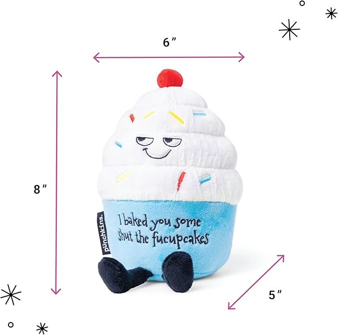 Punchkins Cupcake Plushie - I Baked You Some Cupcakes Funny Cupcake Plush, Sarcastic & Sassy Food Plush Toy for Gifting