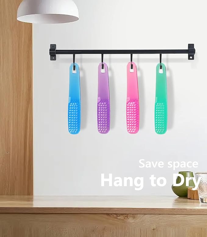 Nail Brush for Cleaning Fingernails, 4Pack Handle Grip Nail Brushes Fingernail Brush for Cleaning Nail Scrub Brush for Toes and Nails Women Men (Color3)