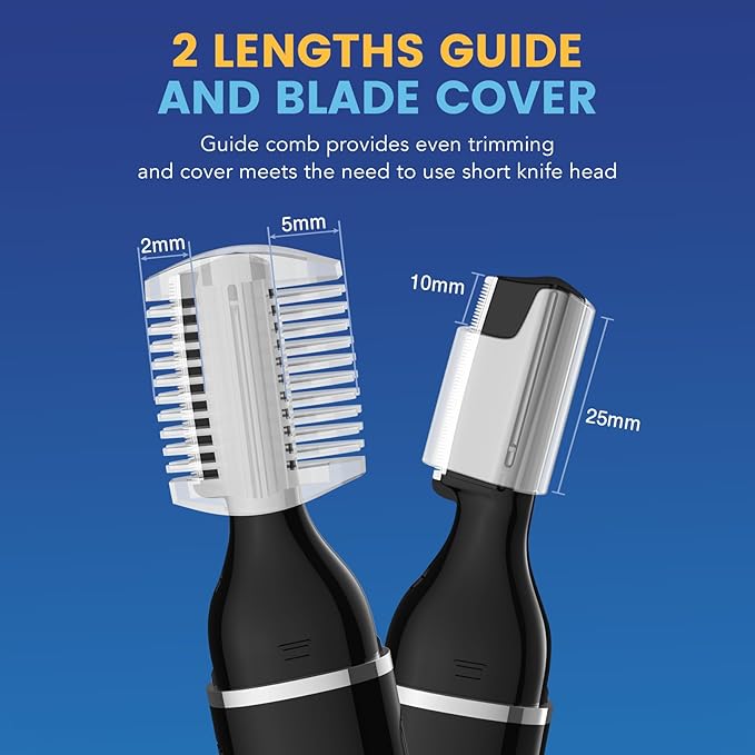 Eyebrow Trimmer Electric Eyebrow Razor with Digital Display LED Light, 2-Speed Eyebrow Shaver Rechargeable Face Trimmer for Men, Painless Facial Hair Remover for Upper Lip Peach Fuzz Mustache Arm Leg