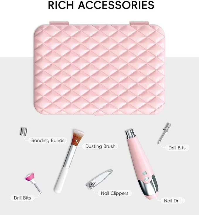 Portable Nail Dust Collector Deluxe Kit, Rechargeable Cordless Nail Quiet Vacuum Fan Cleaner with Mirror & Reusable Filters, Rich Nail Tech Tools, Compact Travel Size, Best Gifts for Women Teen Girls