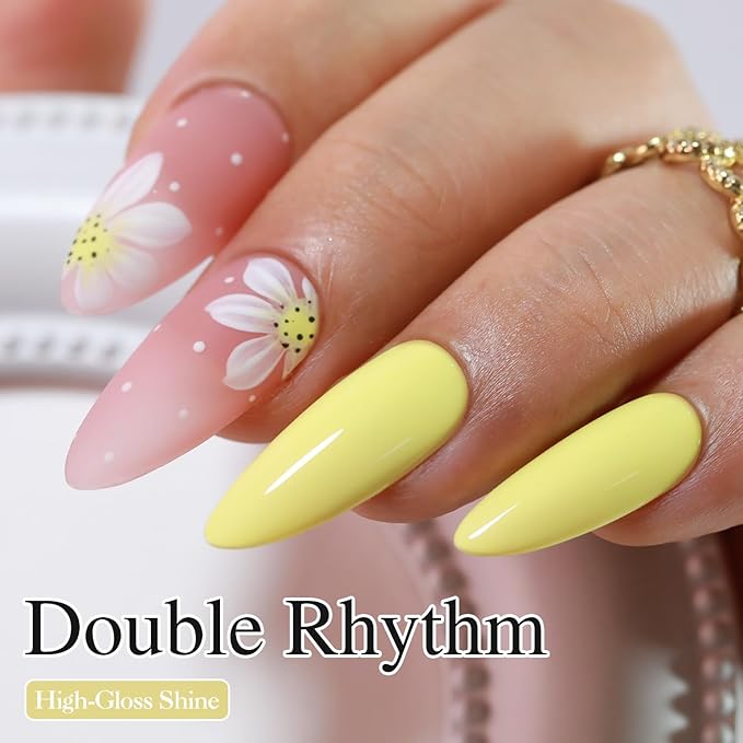Double Rhythm 15ML Gel Nail Polish Pure Sheer Same Color Same Bottle Soak Off Gel Polish Art Manicure Salon DIY at Home for Women (Light Yellow-A1395)