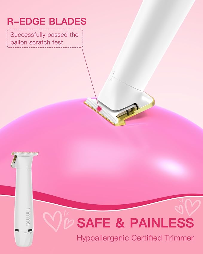 Trimma Bikini Trimmer for Women - 5 in 1 Waterproof Womens Electric Razor for Sensitive Skin, Rechargeable Portable Electric Body Razor (Leg, Arm, Bikini, Face, Nose, Eyebrow, Back)