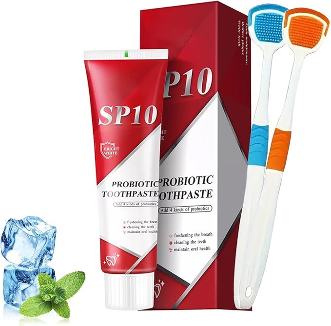 SP 10 Probiotic Whitening Toothpaste, Natural Oral Care with Probiotics for Whiter Teeth, Fresh Breath & Gum Health