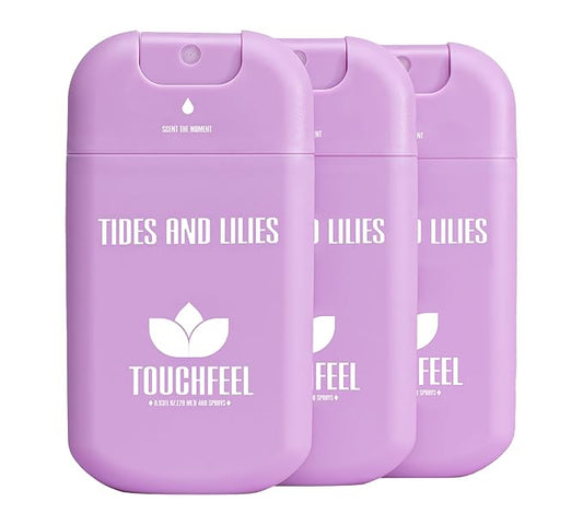 Power Mist Hand Sanitizer Spray, Scented Hydrating Hand Sanitizers Travel Size Refillable, Pocket Portable 3-Pack (Tides and Lilies) 0.93Fl Oz 460-Sprays Each