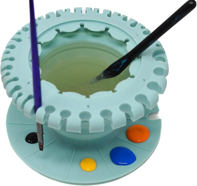 Paint Puck CollapsiBowl Paint Brush Cleaner Rinse Cup (Green) – Collapsible Paint Water Cup & Brush Cleaner with Brush Holder, Squeegee Lips & Drip Tray for Acrylic, Watercolor & Art Supplies