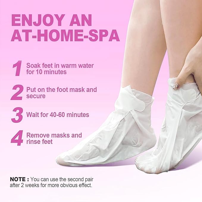 5Packs Foot Mask with Niacinamide, Deep Hydration Foot for Dry Cracked Skin, Nourishing Care with Shea Butter & Vitamin E, SPA at Home, 6.3oz